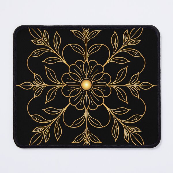 Item preview, Pietra Dura Gold Minimalist Floral Elegant Medallion designed and sold by Myra365Art.