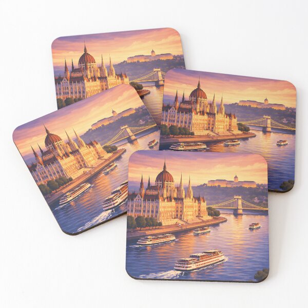 Item preview, Vintage Budapest Sunset Travel Sticker designed and sold by FestivityFinds.