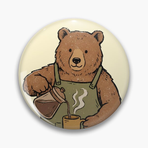 Item preview, Cozy Retro Bear Barista Pouring Coffee designed and sold by Imaginationbeyond.