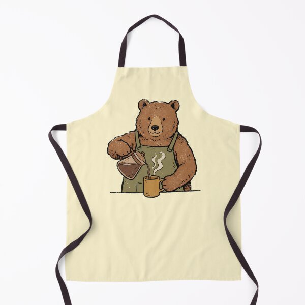 Item preview, Cozy Retro Bear Barista Pouring Coffee designed and sold by Imaginationbeyond.
