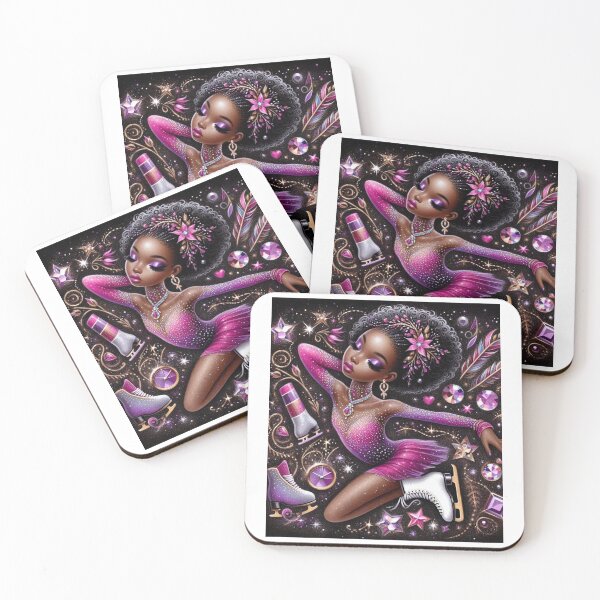 Item preview, Cutesy Black Figure skater Purple designed and sold by Lucienne Reimagined.