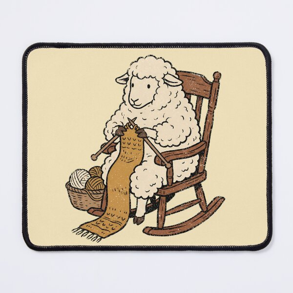Item preview, Cozy Retro Sheep Knitting In Rocking Chair designed and sold by Imaginationbeyond.