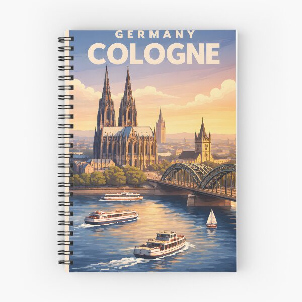 Item preview, Vintage Cologne Travel Poster with Cathedral & Bridge designed and sold by FestivityFinds.