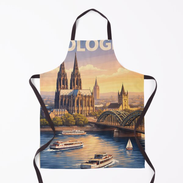Item preview, Vintage Cologne Travel Poster with Cathedral & Bridge designed and sold by FestivityFinds.