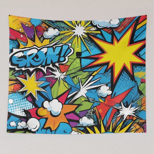 Item preview, Retro Comic Book Action Pattern designed and sold by BrownHorse90s.