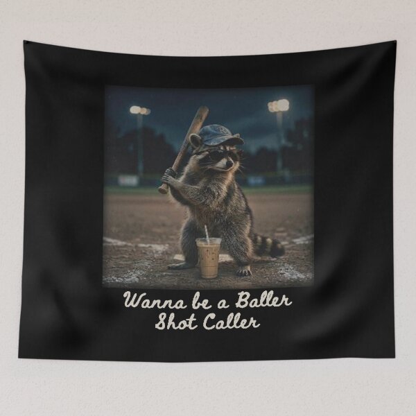 Item preview, Wanna Be A Baller Shot Caller Raccoon, Retro Funny Baseball Raccoon  designed and sold by BachulAlam.
