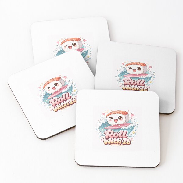 Item preview, Roll With It Sushi Sticker ?? | Cute Kawaii Surfing Sushi | Pastel Pink Anime Aesthetic designed and sold by SparkVault.