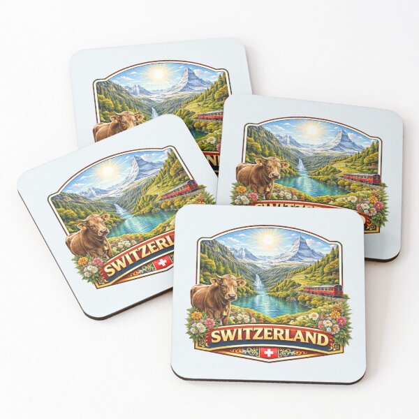 Item preview, Switzerland - Matterhorn, Alpine Lake and Swiss Train designed and sold by Myra365Art.
