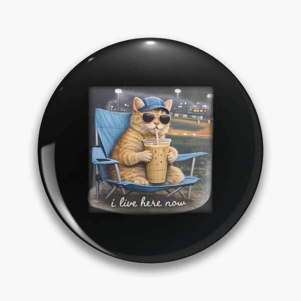 Item preview, Funny Cat Baseball, I Live Here Now, Softball Game Day , Cat Drinking Iced Coffee designed and sold by BachulAlam.