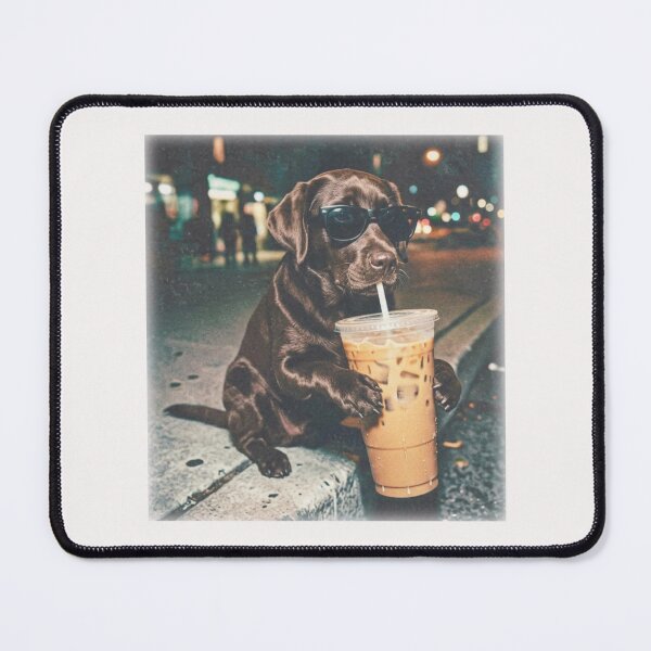 Item preview, Funny Chocolate Lab Drinking Iced Coffee, Animal Meme Dog Lover Gift, Funny Lab Dog Mom Gift, Chocolate Lab Gift designed and sold by BachulAlam.