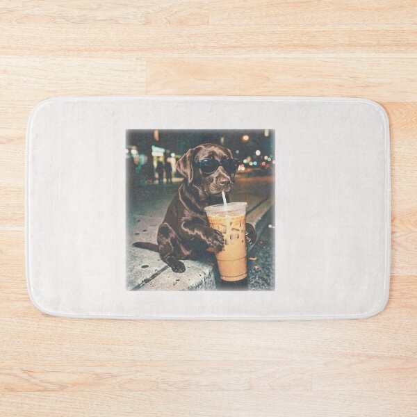 Item preview, Funny Chocolate Lab Drinking Iced Coffee, Animal Meme Dog Lover Gift, Funny Lab Dog Mom Gift, Chocolate Lab Gift designed and sold by BachulAlam.