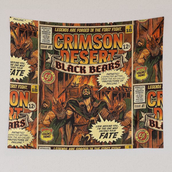 Item preview, Crimson Desert Black Bears Game Retro Vintage Comic Cover Art designed and sold by Back2Collage.