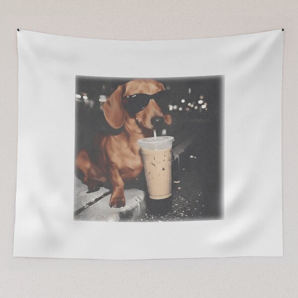 Item preview, Funny Dachshund Drinking Iced Coffee, Animal Meme  designed and sold by BachulAlam.