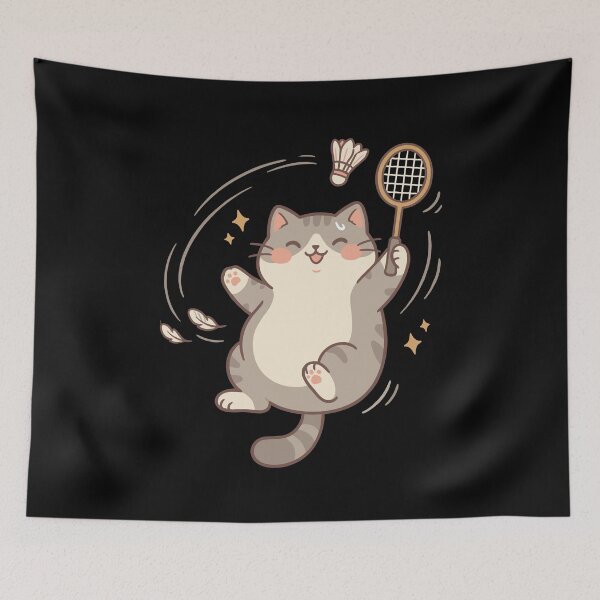 Item preview, Cute Kitty Badminton Player Shuttlecock Sports Pet Lover designed and sold by Dressed For  Duty.