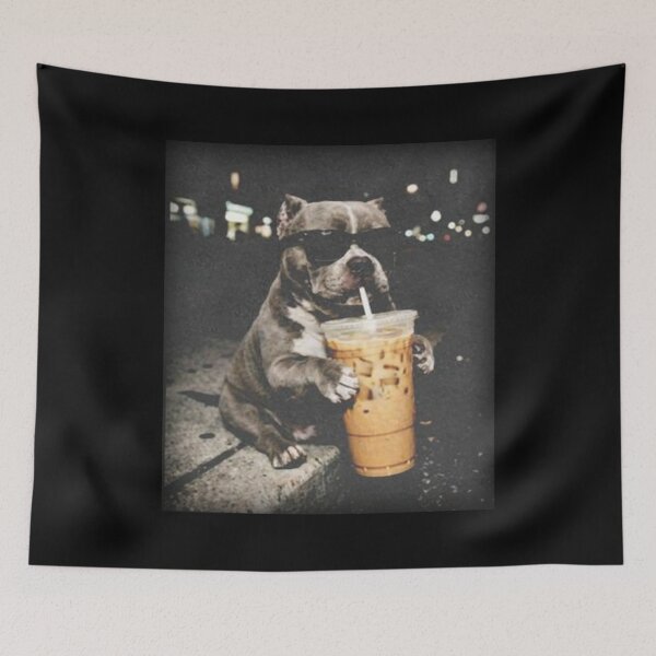 Item preview, Funny Pitbull With Iced Coffee, Dog Vintage   designed and sold by BachulAlam.