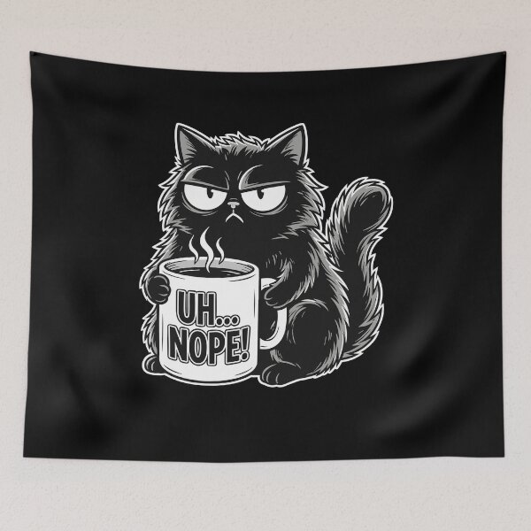 Item preview, Grumpy Animal Uh Nope Cat Coffee Graphic Kitten Art designed and sold by Dressed For  Duty.