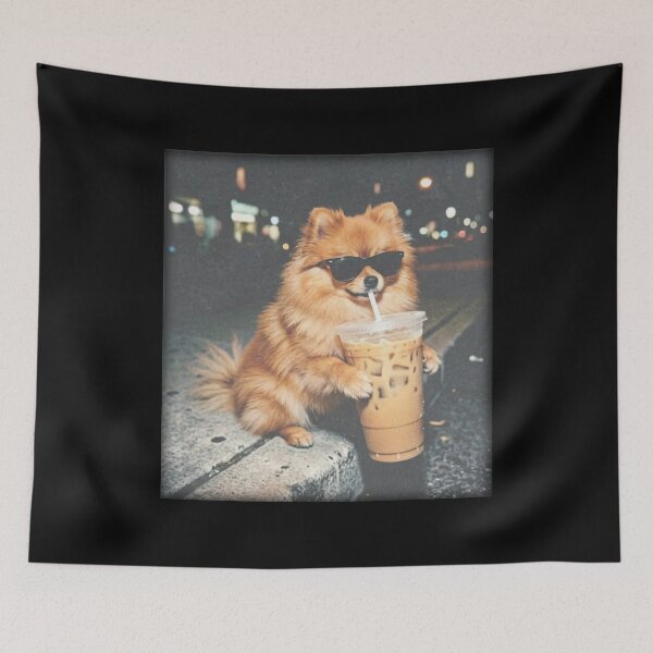 Item preview, Funny Pomeranian Drinking Iced Coffee , Animal Meme, Funny Pom Coffee Lover designed and sold by BachulAlam.