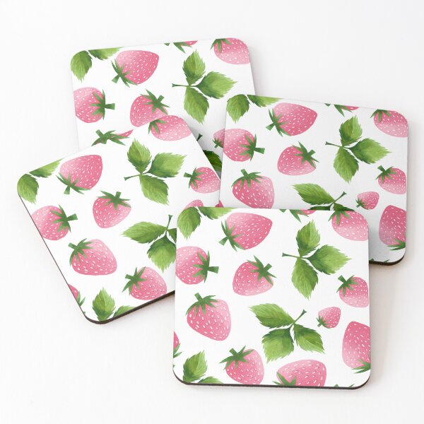Item preview, Pink Strawberries cute pattern designed and sold by HowreSketch.