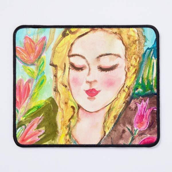 Artikelvorschau, Verträumte florale Frau, Acrylmalerei entworfen und verkauft von TinTinBloom.