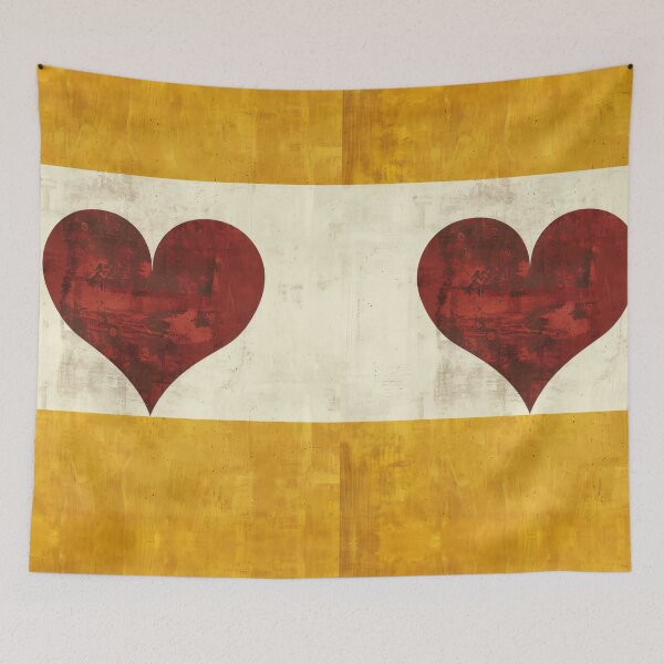 Item preview, Minimalist Heart Pattern Mustard Stripe Wall Art designed and sold by NarjaShop.