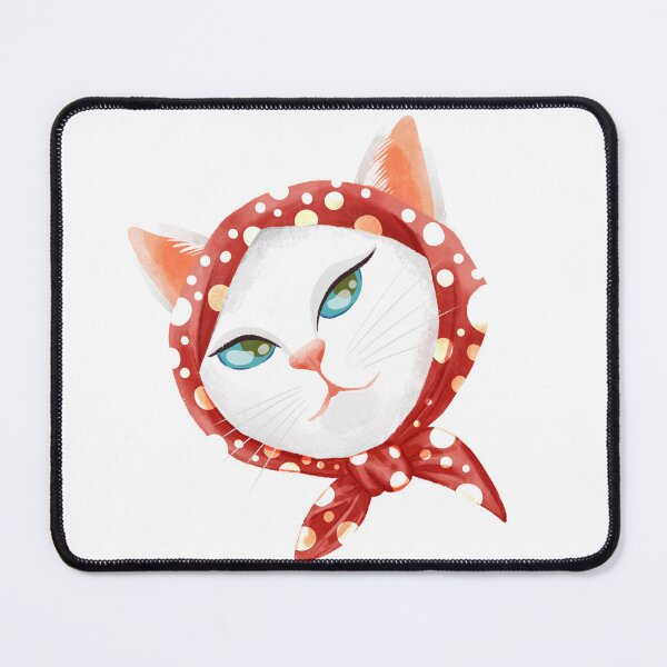 Item preview, Cute white cat with bandana designed and sold by HowreSketch.