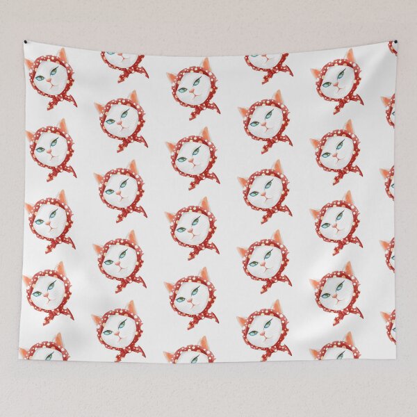 Item preview, Cute white cat with bandana designed and sold by HowreSketch.