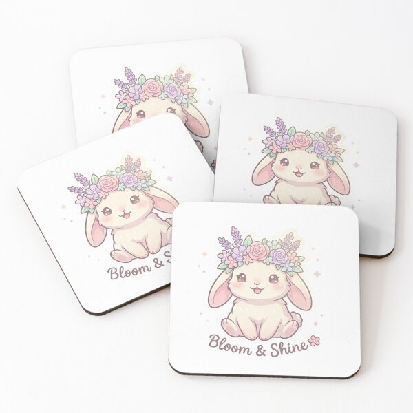 Item preview, Cute Bunny Flower Crown Kawaii Easter Design | Pastel Spring Rabbit Aesthetic | Floral Bunny Sticker designed and sold by pixelandpalette.