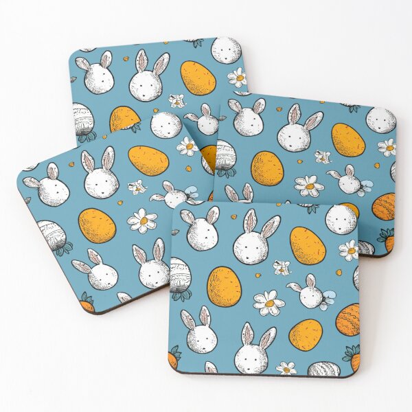 Item preview, Vintage Easter Bunny and Egg Pattern on Blue designed and sold by SMHaven93.