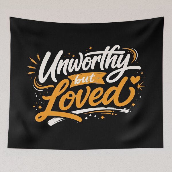 Item preview, Unworthy But Loved Grace Quote Design designed and sold by Verse & Vibes.