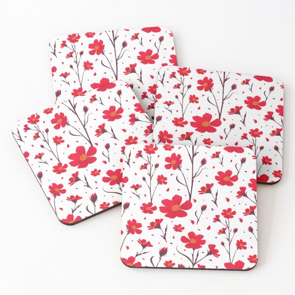 Item preview,  Red Flowers Seamless Pattern on White Background designed and sold by Liliia-Ulizko.