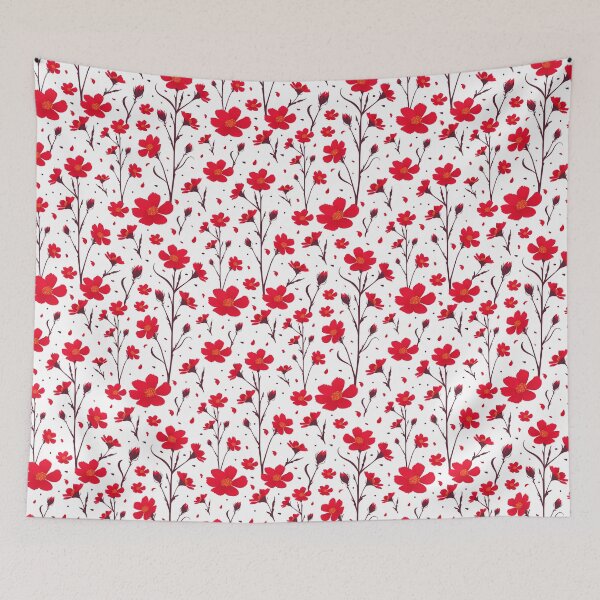 Item preview,  Red Flowers Seamless Pattern on White Background designed and sold by Liliia-Ulizko.