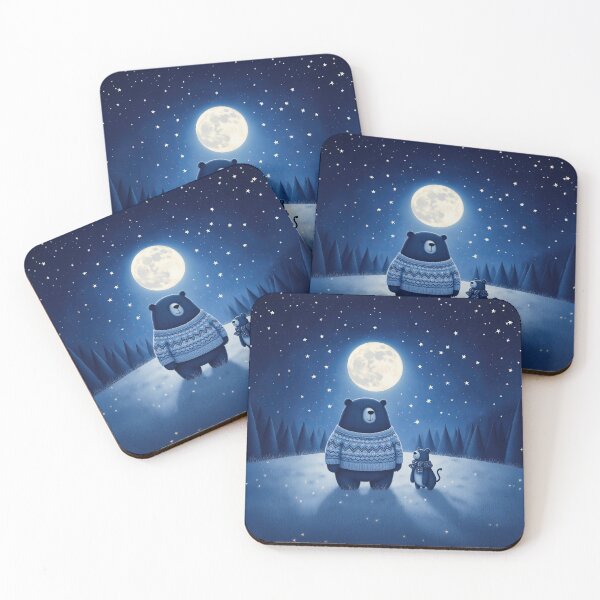 Item preview, Quiet Night Friends – Whimsical Bear and Mouse Under the Full Moon designed and sold by Whimsical Hug.