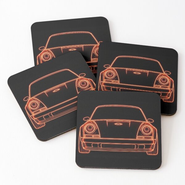 Item preview, Neon Orange Retro European Sports Car Wireframe designed and sold by KeremYurtseven.