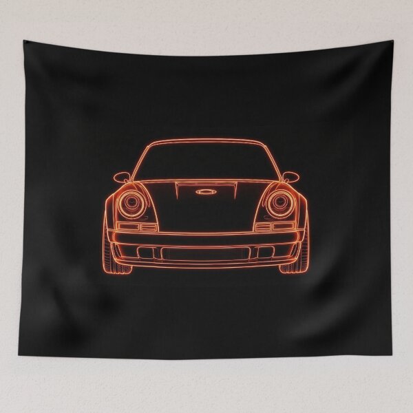 Item preview, Neon Orange Retro European Sports Car Wireframe designed and sold by KeremYurtseven.