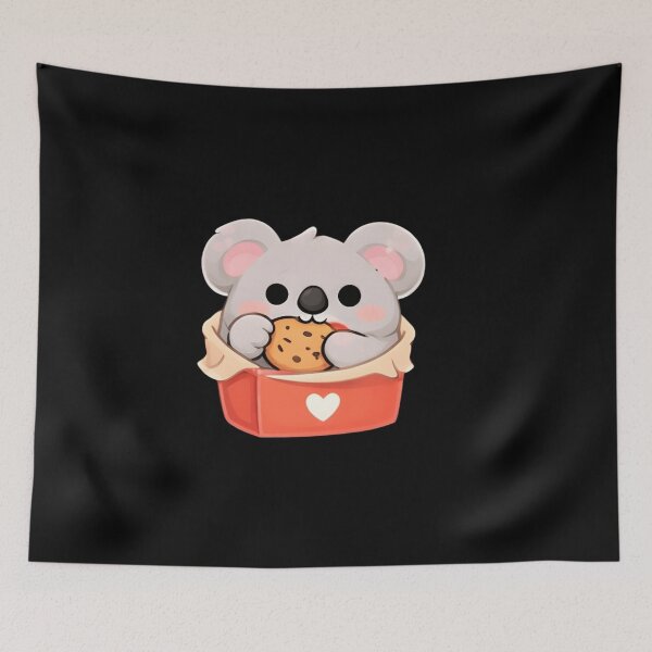Item preview, Kawaii Koala Eating Cookie in Heart Gift Box - Cute Animal Illustration designed and sold by Trendora90.