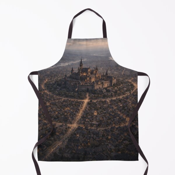 Item preview, Medieval Fantasy City Wall Art | Royal Palace Capital at Dusk | Dark Fantasy Architecture Aerial Print designed and sold by Element Horizon Studio.