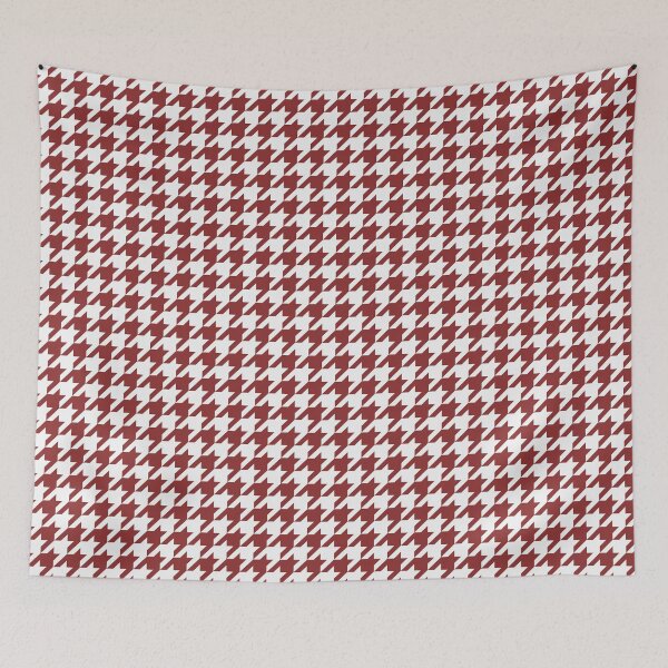 Item preview, White And Brick Red Houndstooth Pattern designed and sold by pattern-archive.