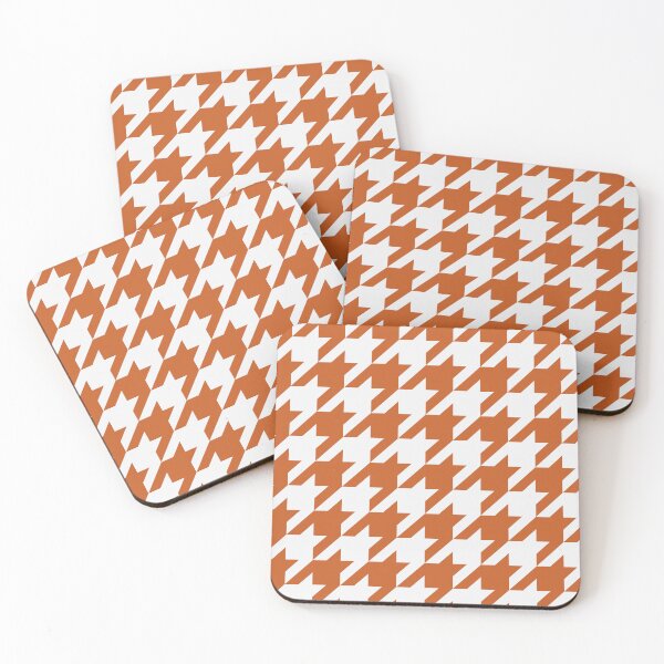 Item preview, White And Burnt Orange Houndstooth Pattern designed and sold by pattern-archive.