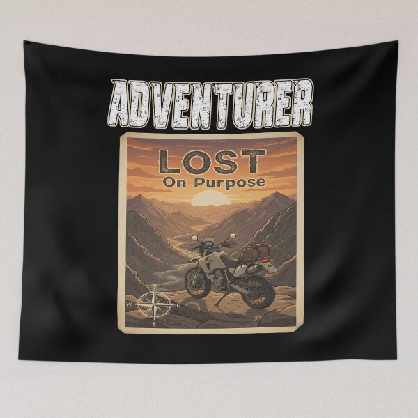 Item preview, Adventurer Lost On Purpose Adventure Motorcycle Touring Motorbike Rider Mountain Sunset motorcycle lover adventures designed and sold by Jt41.