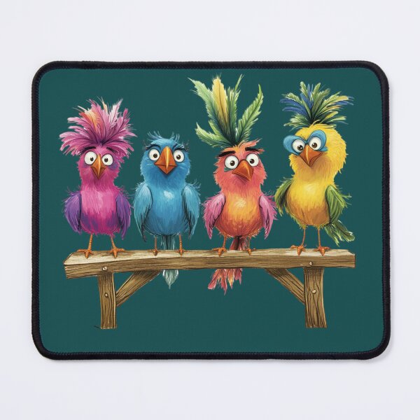 Item preview, Funny Colorful Birds Friends, Cute Cartoon Animal Group, Quirky Bird Illustration designed and sold by GoodMoodVibes.