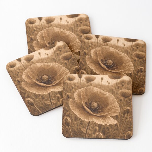 Artikelvorschau, Vintage-Mohnblume in Sepia – Rustikale botanische Wanddekoration mit Wildblumenmotiven entworfen und verkauft von Darlin8888.