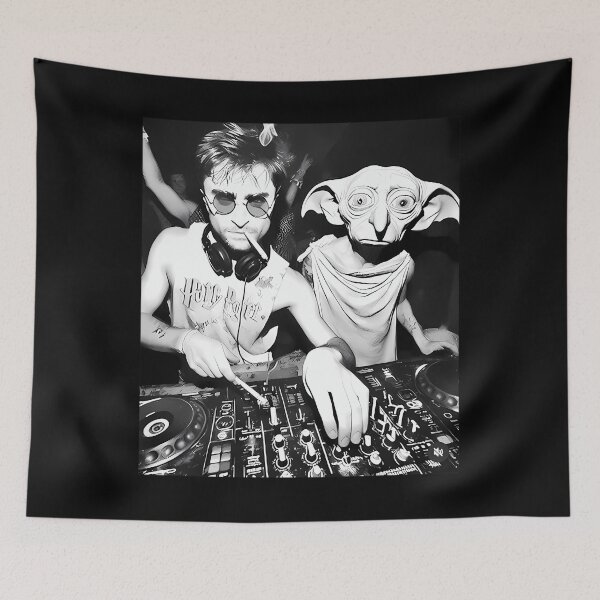 Item preview, Harry and Dobby Elf DJ The House Smoking Meme designed and sold by archiwyzardArt.