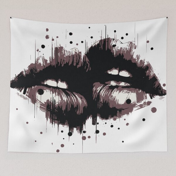 Item preview, A bold black-ink sketch of lips releasing a burst of bright, multicolored hearts, conveying love, passion, and playful artistic energy5 designed and sold by Dejbar.
