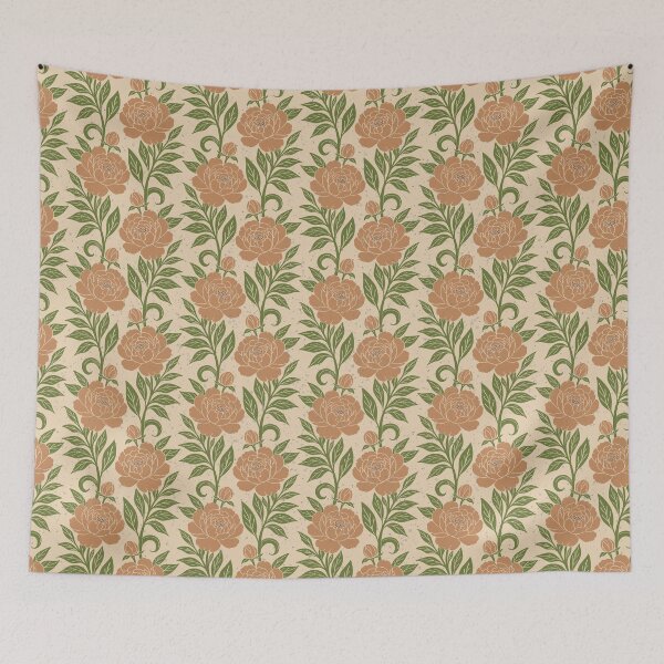 Item preview, Medium scale of Terracotta Peony Botanical Pattern Cream Background Earthy Floral designed and sold by DColourMuse.