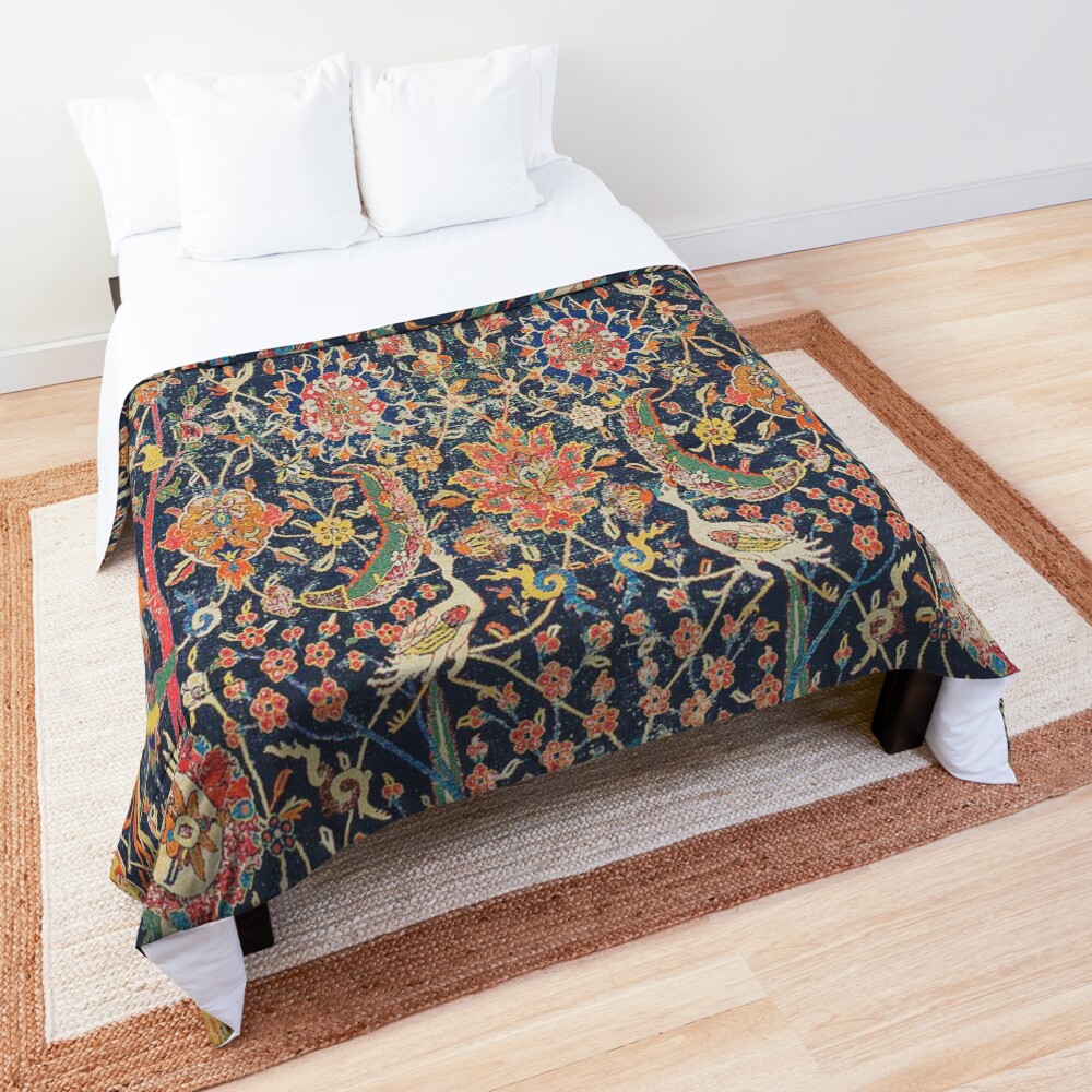 Kirman Vase Carpet Fragment Print Comforter