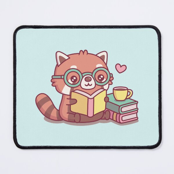 Item preview, Cute Red Panda With Glasses Reading A Book designed and sold by rustydoodle.
