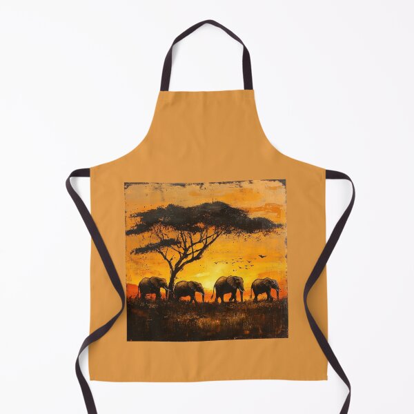 Item preview, Kenya African Savanna Sunset with Elephants and Acacia Trees designed and sold by Myra365Art.