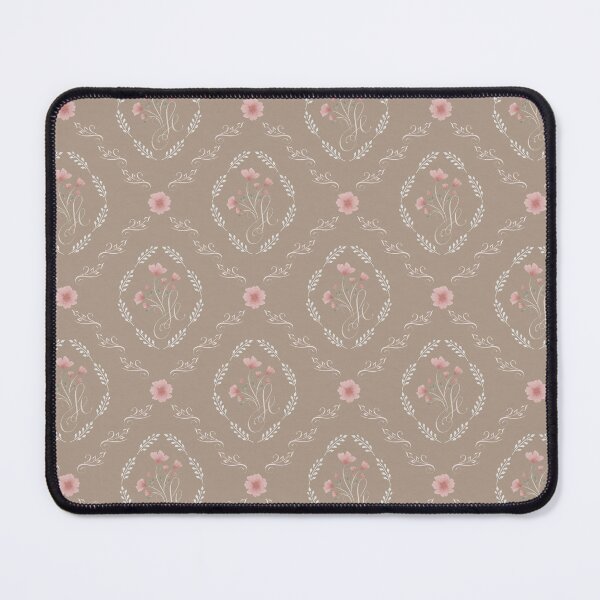 Item preview, brown romantic damask with blush cottagecore floral wreath designed and sold by Designs by christel_treiber.
