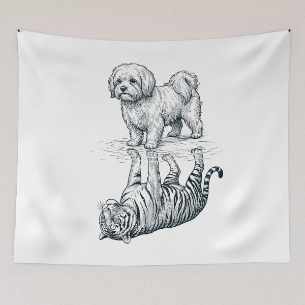 Item preview, Vintage Maltese Reflection Tiger Dog Lover designed and sold by DoodleTortle.