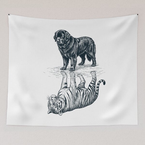 Item preview, Vintage Newfoundland Reflection Tiger Dog Lover designed and sold by DoodleTortle.